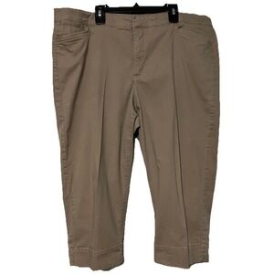 Bandolino Womens Khaki Maureen Mid Rise Straight leg Capri's Size 16